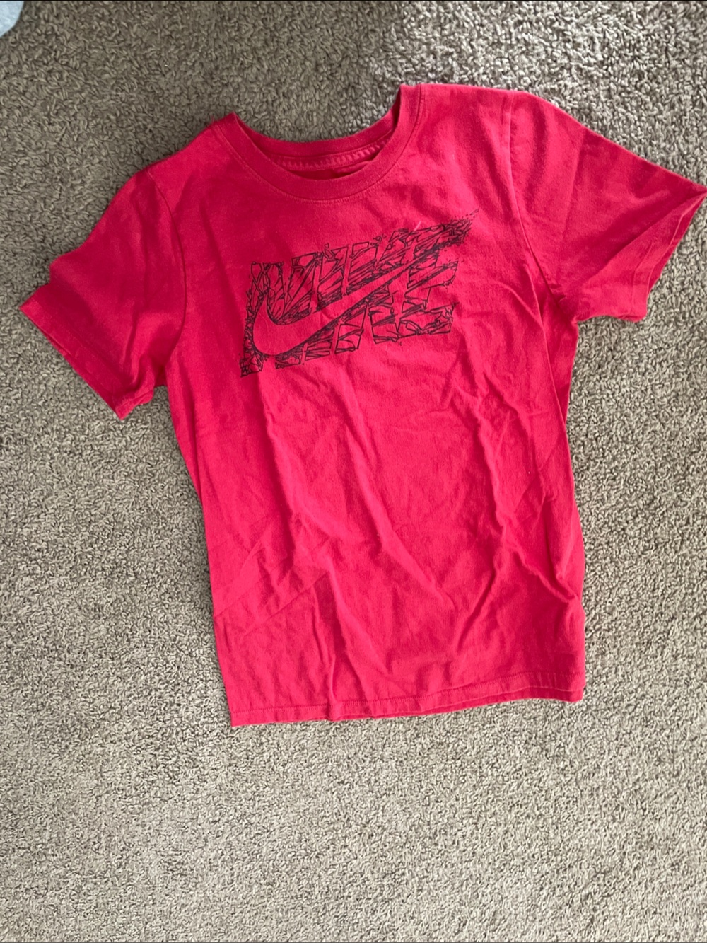 Nike Red Kids Graphic Tee with Black Logo